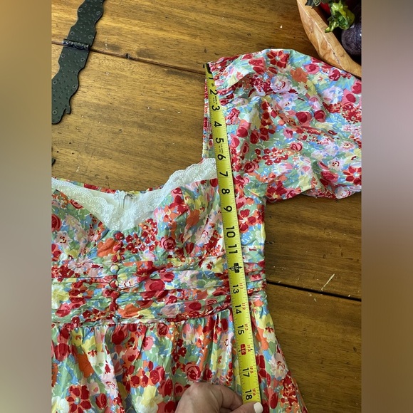 New NWT All About May Say Hello Dress Floral Mini Fit Flare Puff Sleeves… - Picture 4 of 12